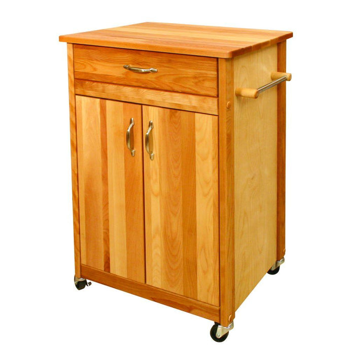 Natural Wood Kitchen Cart with Towel Rack 51527 - Kitchen Furniture Company