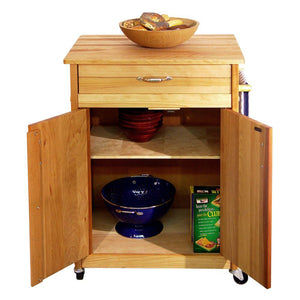 Natural Wood Kitchen Cart with Towel Rack 51527 - Kitchen Furniture Company