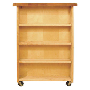 Natural Wood Kitchen Cart with Storage w/ Locking Caster's 64024 - Kitchen Furniture Company