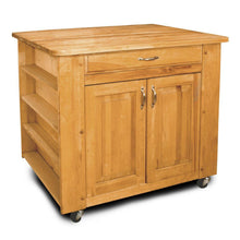 Load image into Gallery viewer, Natural Wood Kitchen Cart with Storage w/ Locking Caster&#39;s 64024 - Kitchen Furniture Company