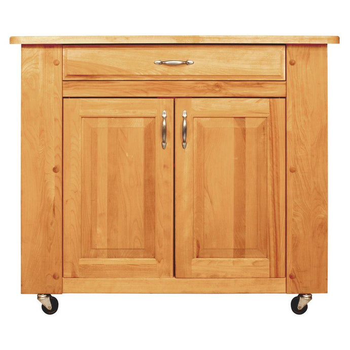 Natural Wood Kitchen Cart with Storage w/ Locking Caster's 64024 - Kitchen Furniture Company