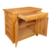 Load image into Gallery viewer, Natural Wood Kitchen Cart with Storage w/ Locking Caster&#39;s 64024 - Kitchen Furniture Company