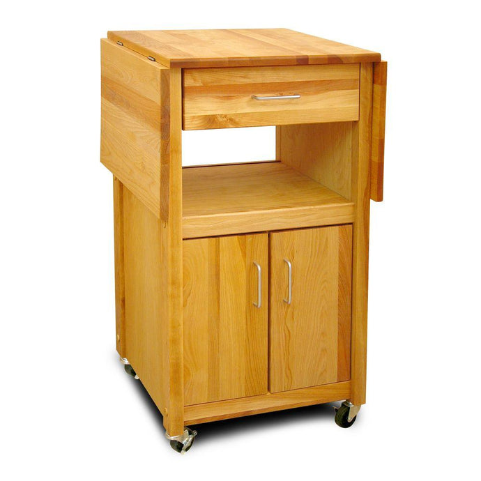 Solid Drop Leaf Cabinet Cart with Storage and Locking Casters 7222 - Kitchen Furniture Company