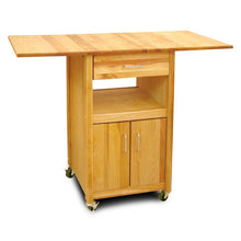 Load image into Gallery viewer, Solid Drop Leaf Cabinet Cart with Storage and Locking Casters 7222 - Kitchen Furniture Company