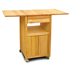 Solid Drop Leaf Cabinet Cart with Storage and Locking Casters 7222 - Kitchen Furniture Company
