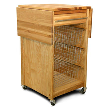 Load image into Gallery viewer, Natural Wood Kitchen Cart w/ Dual Drop Leaves and Locking Casters 7226 - Kitchen Furniture Company