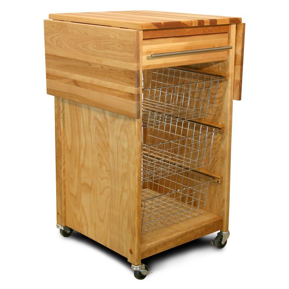 Natural Wood Kitchen Cart w/ Dual Drop Leaves and Locking Casters 7226 - Kitchen Furniture Company