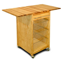 Load image into Gallery viewer, Natural Wood Kitchen Cart w/ Dual Drop Leaves and Locking Casters 7226 - Kitchen Furniture Company