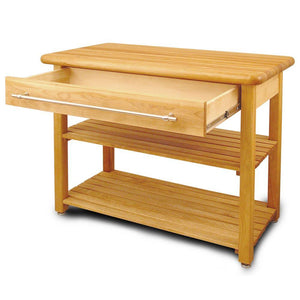 Contemporary Natural Kitchen Table w/ Thick Butcher Block Top - Kitchen Furniture Company