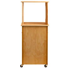Load image into Gallery viewer, Microwave Coffee Natural Wood Kitchen Cart with Hutch Top 51570 - Kitchen Furniture Company