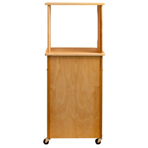 Microwave Coffee Natural Wood Kitchen Cart with Hutch Top 51570 - Kitchen Furniture Company