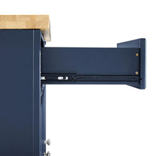 Load image into Gallery viewer, Madison Navy Kitchen Cart with Butcher Block Top and Sturdy Casters KF30031ENV - Kitchen Furniture Company