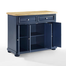 Load image into Gallery viewer, Madison Navy Kitchen Island w/ Butcher Block Countertop Prep Station KF30031ANV - Kitchen Furniture Company