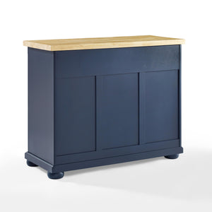 Madison Navy Kitchen Island w/ Butcher Block Countertop Prep Station KF30031ANV - Kitchen Furniture Company