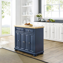 Load image into Gallery viewer, Madison Navy Kitchen Island w/ Butcher Block Countertop Prep Station KF30031ANV - Kitchen Furniture Company