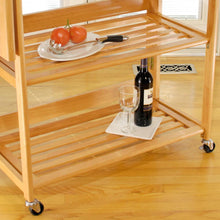 Load image into Gallery viewer, Foldable Natural Kitchen Cart Fully Mobile w/ Knife Block Space Saver - Kitchen Furniture Company