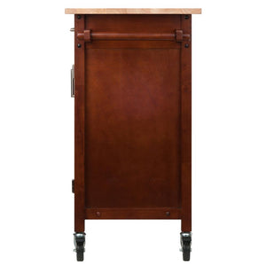 Mobile Kitchen Cart in Walnut Solid Beechwood W/ Open Shelves - Kitchen Furniture Company