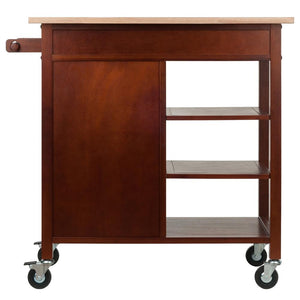 Mobile Kitchen Cart in Walnut Solid Beechwood W/ Open Shelves - Kitchen Furniture Company