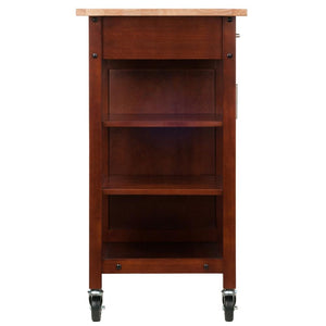 Mobile Kitchen Cart in Walnut Solid Beechwood W/ Open Shelves - Kitchen Furniture Company