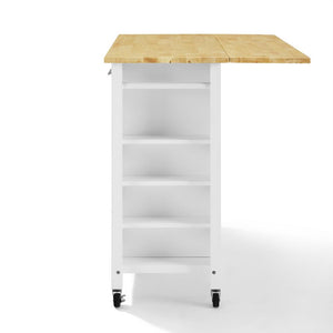 Savannah White Kitchen Island with Wood Top Drop-Leaf - Kitchen Furniture Company
