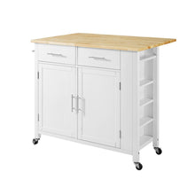 Load image into Gallery viewer, Savannah White Kitchen Island with Wood Top Drop-Leaf - Kitchen Furniture Company