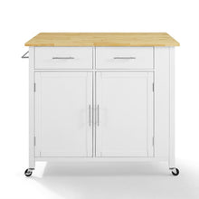 Load image into Gallery viewer, Savannah White Kitchen Island with Wood Top Drop-Leaf - Kitchen Furniture Company