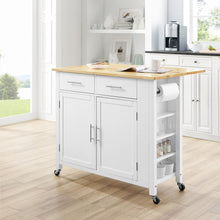 Load image into Gallery viewer, Savannah White Kitchen Island with Wood Top Drop-Leaf - Kitchen Furniture Company