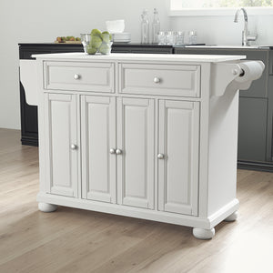 Traditional White Full Size Kitchen Island/Cart with Granite Top 30005AWH - Kitchen Furniture Company