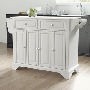 Lafayette White Full Size Kitchen Island/Cart with Granite Top - Kitchen Furniture Company