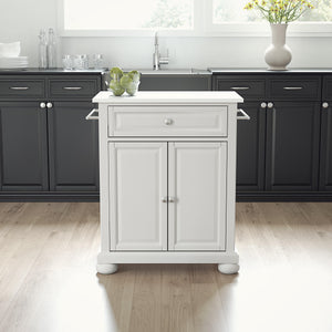 Alexandria White Portable Kitchen Island/Cart with Granite Top - Kitchen Furniture Company