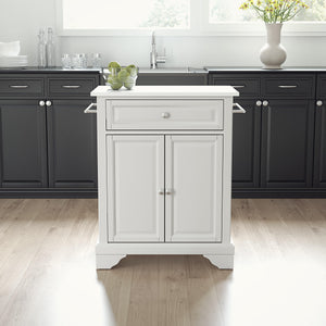 Lafayette White Portable Kitchen Island/Cart with Granite Top - Kitchen Furniture Company