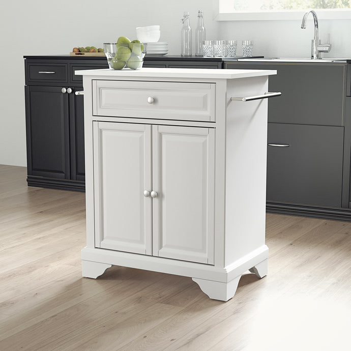 Lafayette White Portable Kitchen Island/Cart with Granite Top - Kitchen Furniture Company