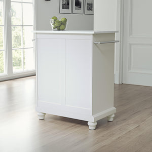 Cambridge White Portable Kitchen Island with White Granite Top - Kitchen Furniture Company