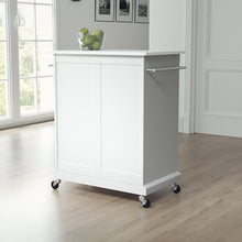 Load image into Gallery viewer, White Portable Kitchen Cart with Granite Top Sturdy Casters - Kitchen Furniture Company