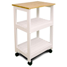 Load image into Gallery viewer, White Kitchen Cart with Natural Wood Top 81515 - Kitchen Furniture Company