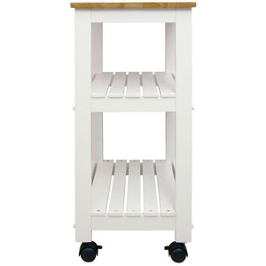 White Kitchen Cart with Natural Wood Top 81515 - Kitchen Furniture Company