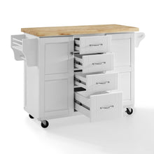 Load image into Gallery viewer, White Kitchen Cart with Natural Wood Top 3018WH-NA - Kitchen Furniture Company