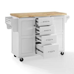 White Kitchen Cart with Natural Wood Top 3018WH-NA - Kitchen Furniture Company