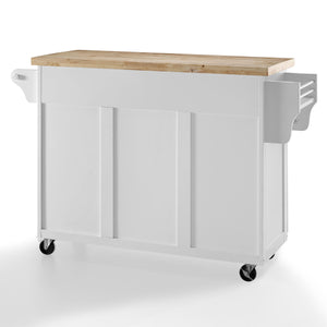 White Kitchen Cart with Natural Wood Top 3018WH-NA - Kitchen Furniture Company