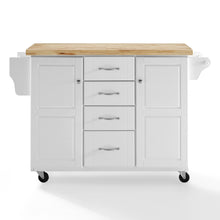 Load image into Gallery viewer, White Kitchen Cart with Natural Wood Top 3018WH-NA - Kitchen Furniture Company