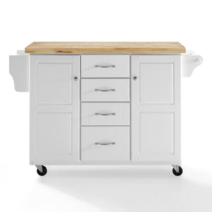 White Kitchen Cart with Natural Wood Top 3018WH-NA - Kitchen Furniture Company