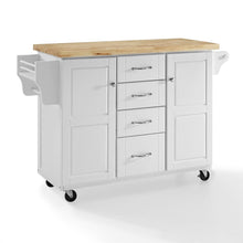 Load image into Gallery viewer, White Kitchen Cart with Natural Wood Top 3018WH-NA - Kitchen Furniture Company