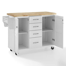 Load image into Gallery viewer, White Kitchen Cart with Natural Wood Top 3018WH-NA - Kitchen Furniture Company